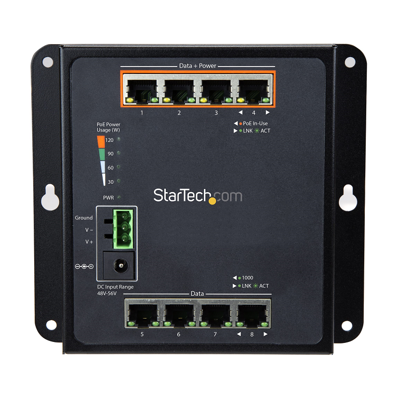 StarTech IES81GPOEW Industrial 8 Port Hardened GbE Layer/L2 Managed Switch